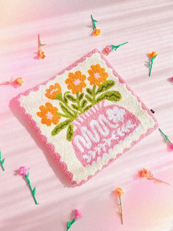 Funda de Cojín Punch Needle Proyecto Floral