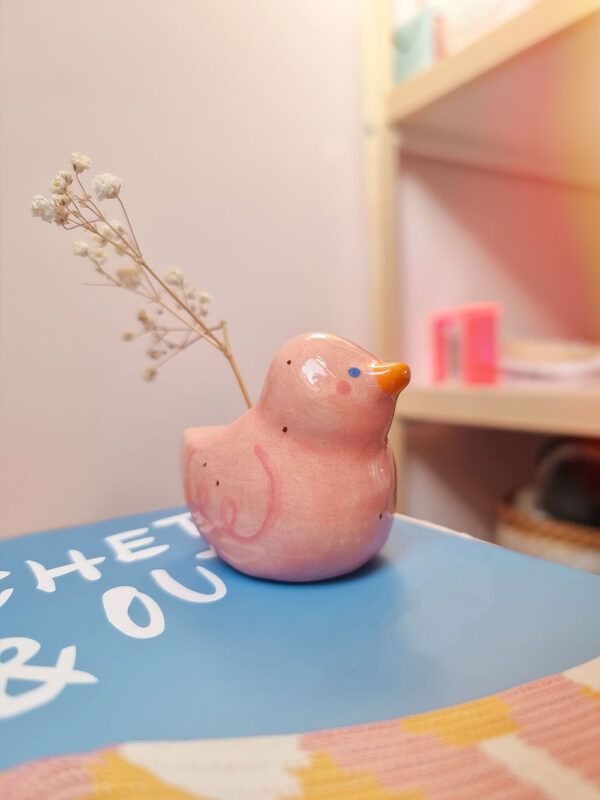 Jarrón de Cerámica Patito Rosa