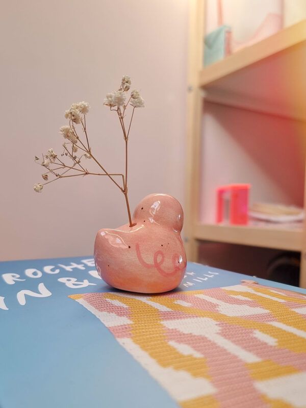Jarrón de Cerámica Patito Rosa