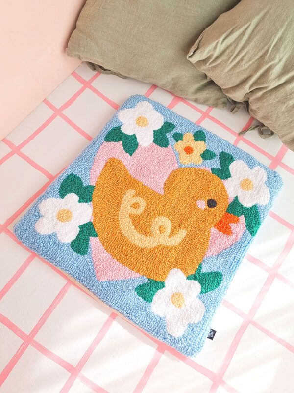 Funda de Cojín Punch Needle Ducky Duck