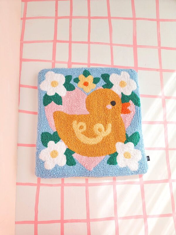 Funda de Cojín Punch Needle Ducky Duck